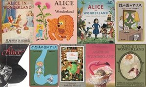 A selection of Alice in Wonderland book covers