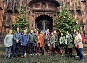 Volunteers and staff outside Chester Cathedral