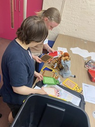 Work experience students with our learning boxes